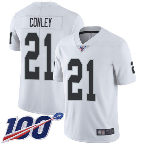 Men Oakland Raiders Limited White Gareon Conley Road Jersey NFL Football #21 100th Season Vapor Jersey->nfl t-shirts->Sports Accessory